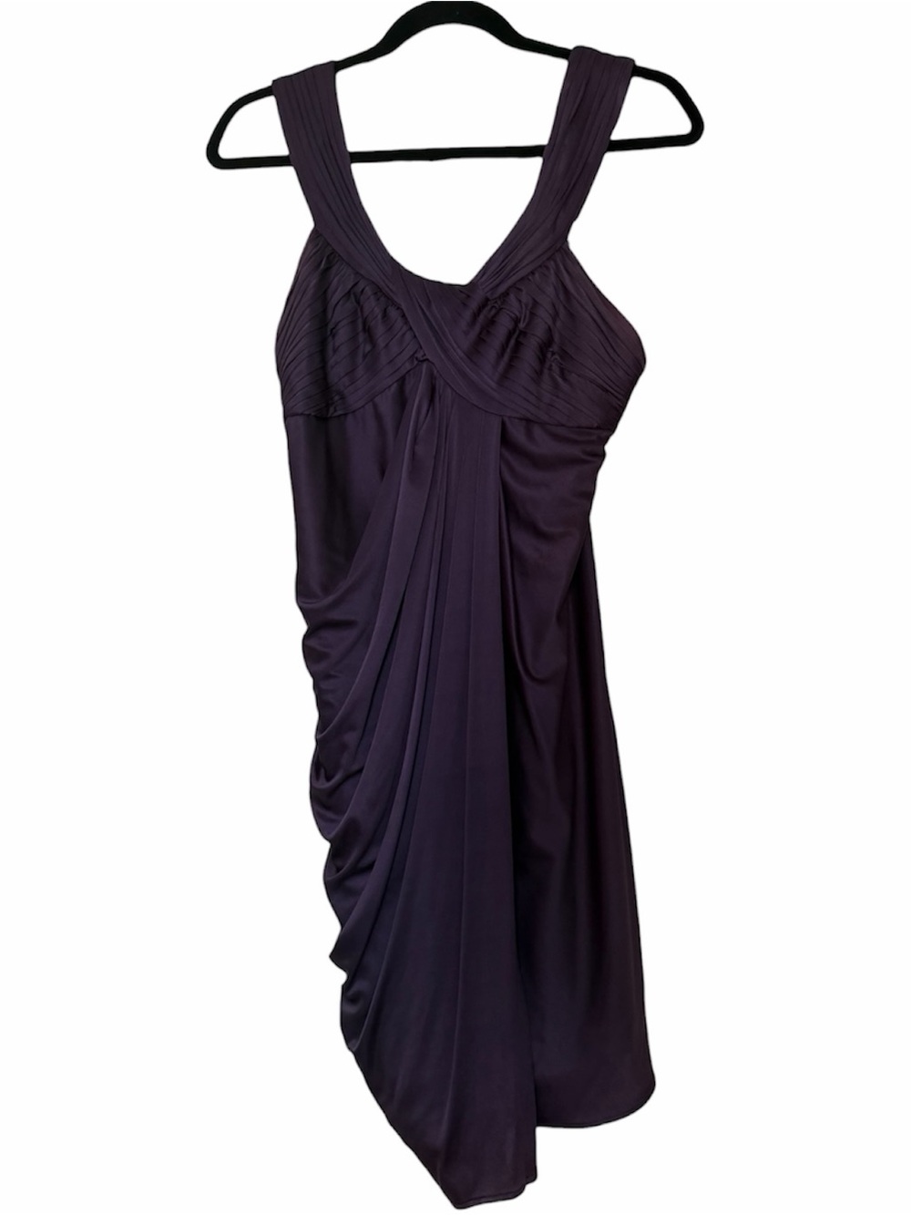BCBGMaxAzria One-Shoulder Draped Cocktail Dress in Deep Plum